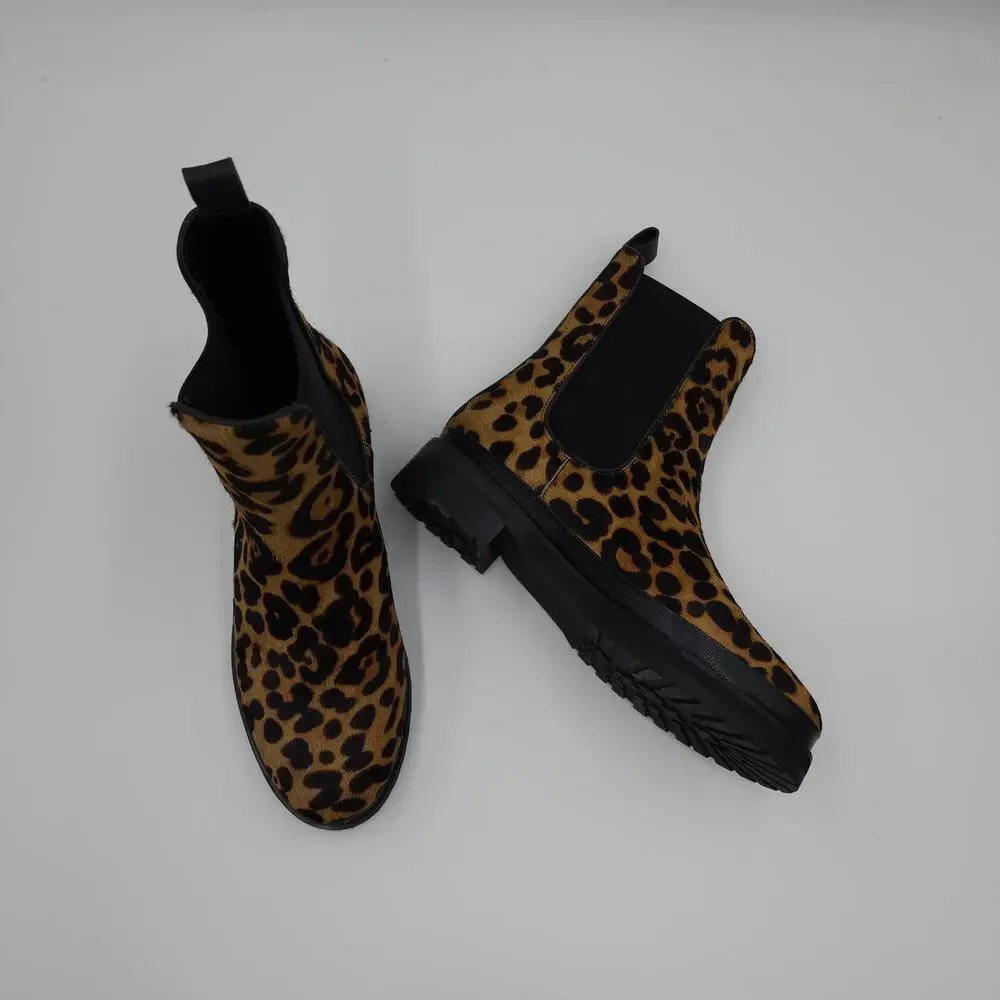 Aerosoles Camila Chelsea Boot in Leopard Print Combo Leather Size 7